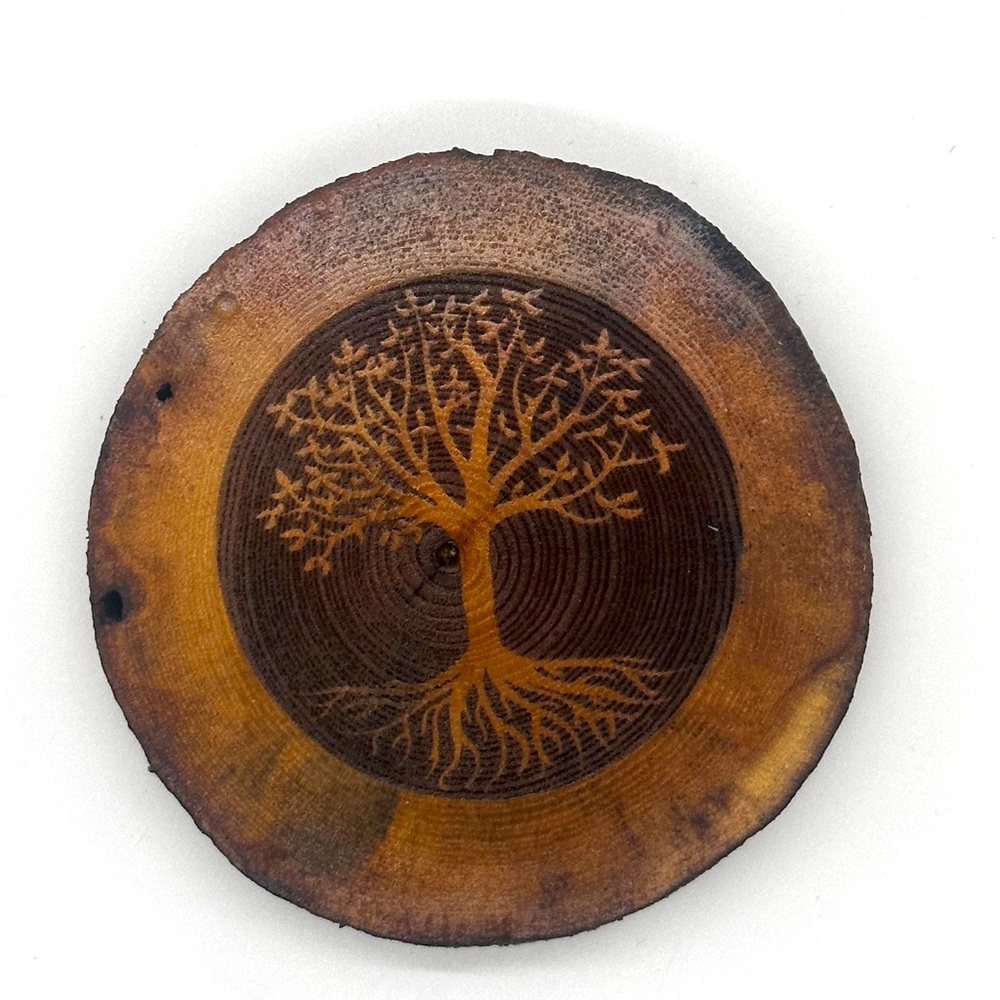 ASH WOOD TREE OF LIFE Engraved Wooden Coaster Polyurethaned!